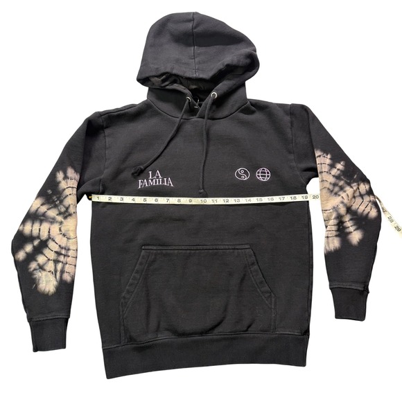 LA Familia Black Tie Dye Hoodie Sweatshirt Jogger Pants Set: Y2K, Streetwear - Picture 3 of 7